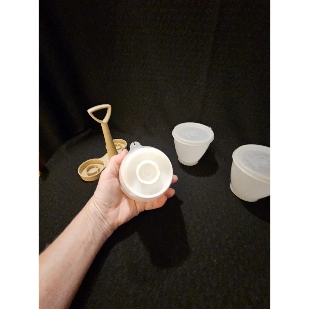Tupperware Condiment Caddy 3 Piece‎ With Clear Lids Vintage